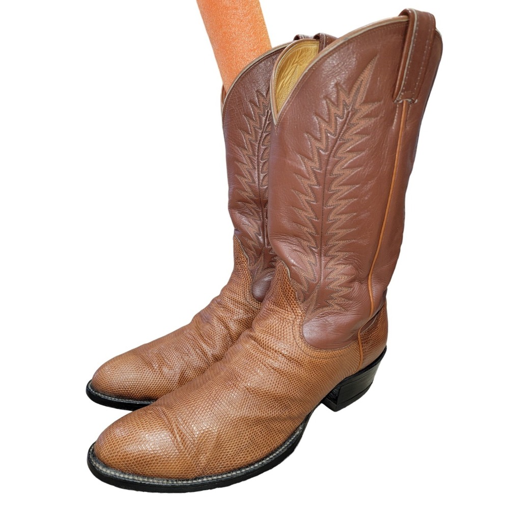 Tony Lama Mens Emilia Lizard Skin Brown Western Cowboy Boots 4811 Sz 13 B Exotic - Picture 2 of 12